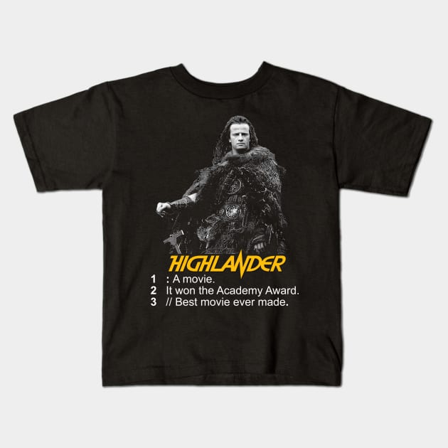 Highlander - There can Only Be One Kids T-Shirt by darklordpug